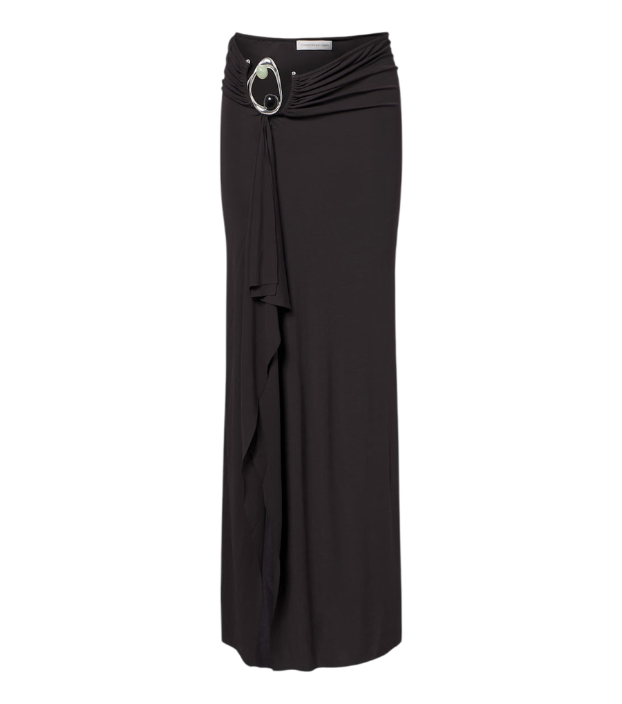 Christopher Esber Orica Crystal gathered jersey maxi skirt