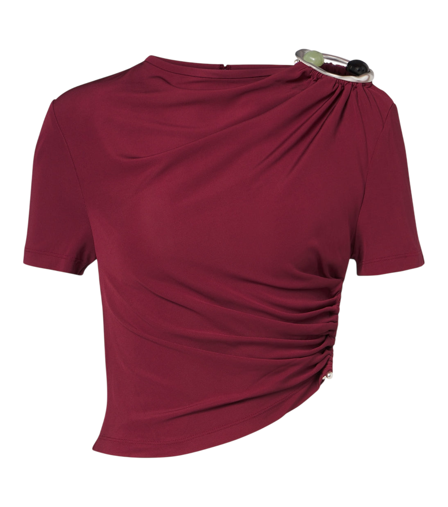 Christopher Esber Orica Crystal ruched jersey crop top