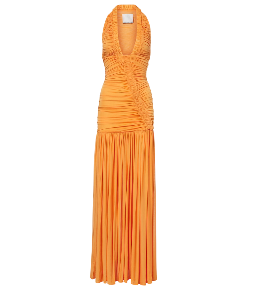 Vestido de gala Christopher Esber Orion con cuello halter fruncido