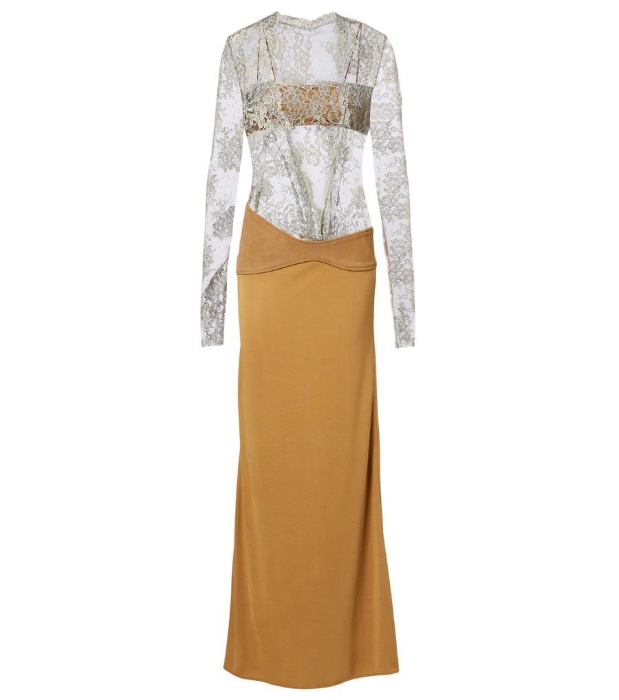 Christopher Esber Sèpienne lace and suede gown