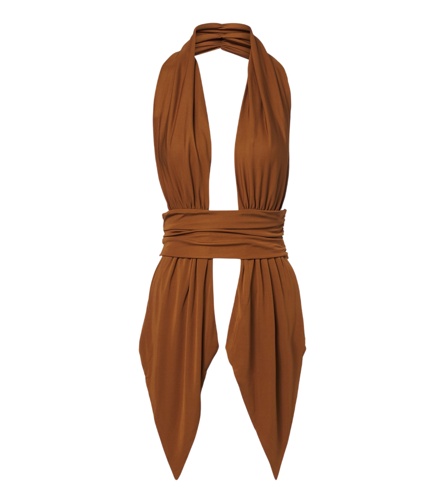 Top de jersey con cuello halter y bufanda de Christopher Esber