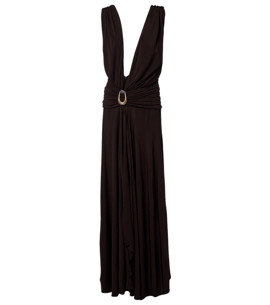 Robe longue en jersey drapé à épingle Christopher Esber Stone