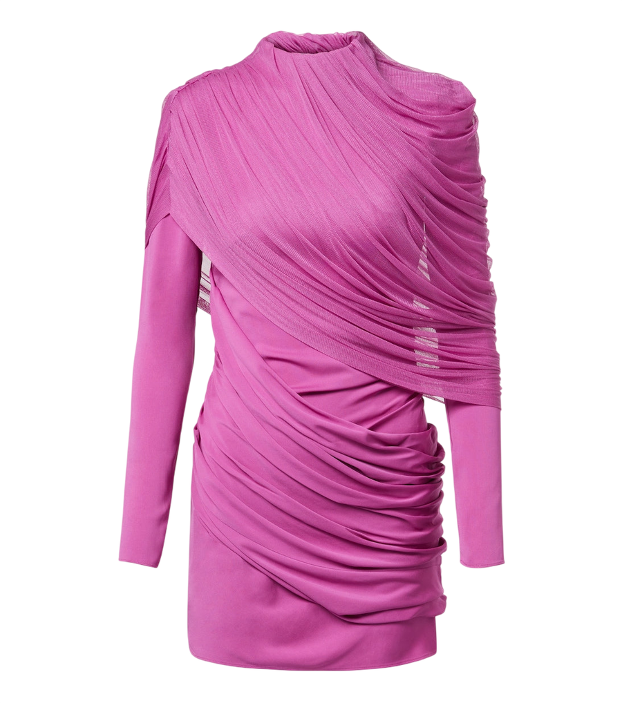 Minivestido con capa y drapeado Veil de Christopher Esber