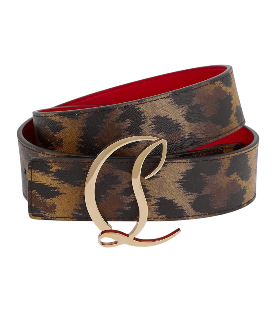 Christian Louboutin CL logo animal-print leather belt
