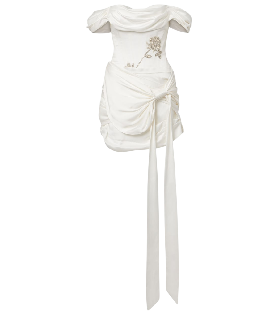 Clio Peppiatt Paloma beaded draped minidress