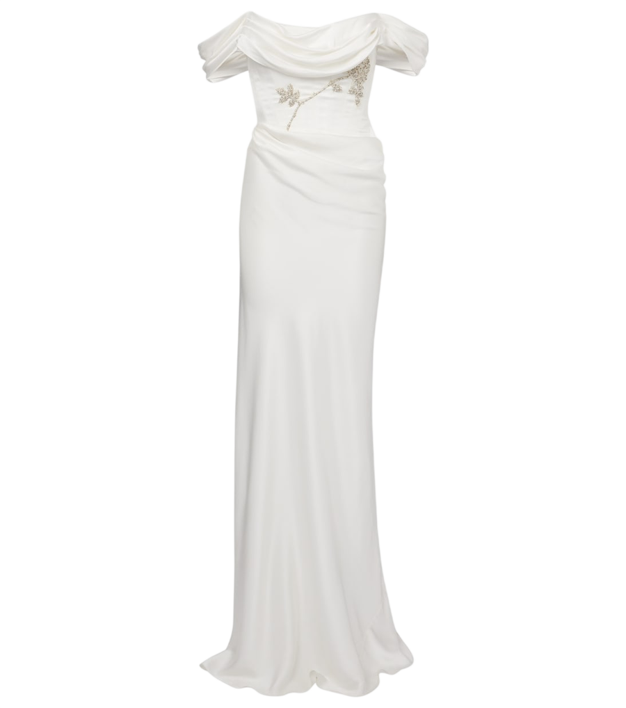 Clio Peppiatt Paloma beaded satin corset gown
