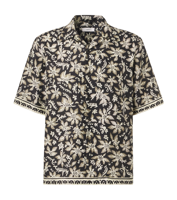 Commas Printed cotton and silk bowling shirt