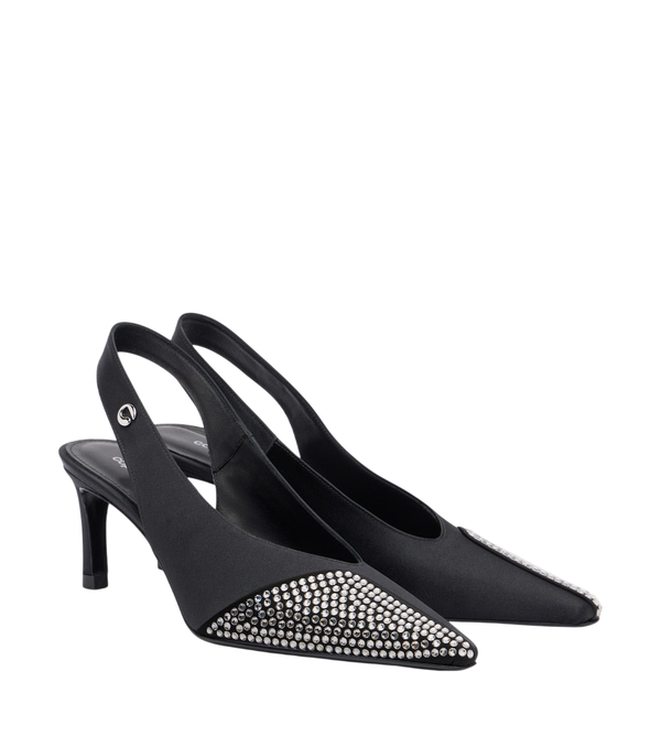 Coperni Crystal-embellished satin slingback pumps