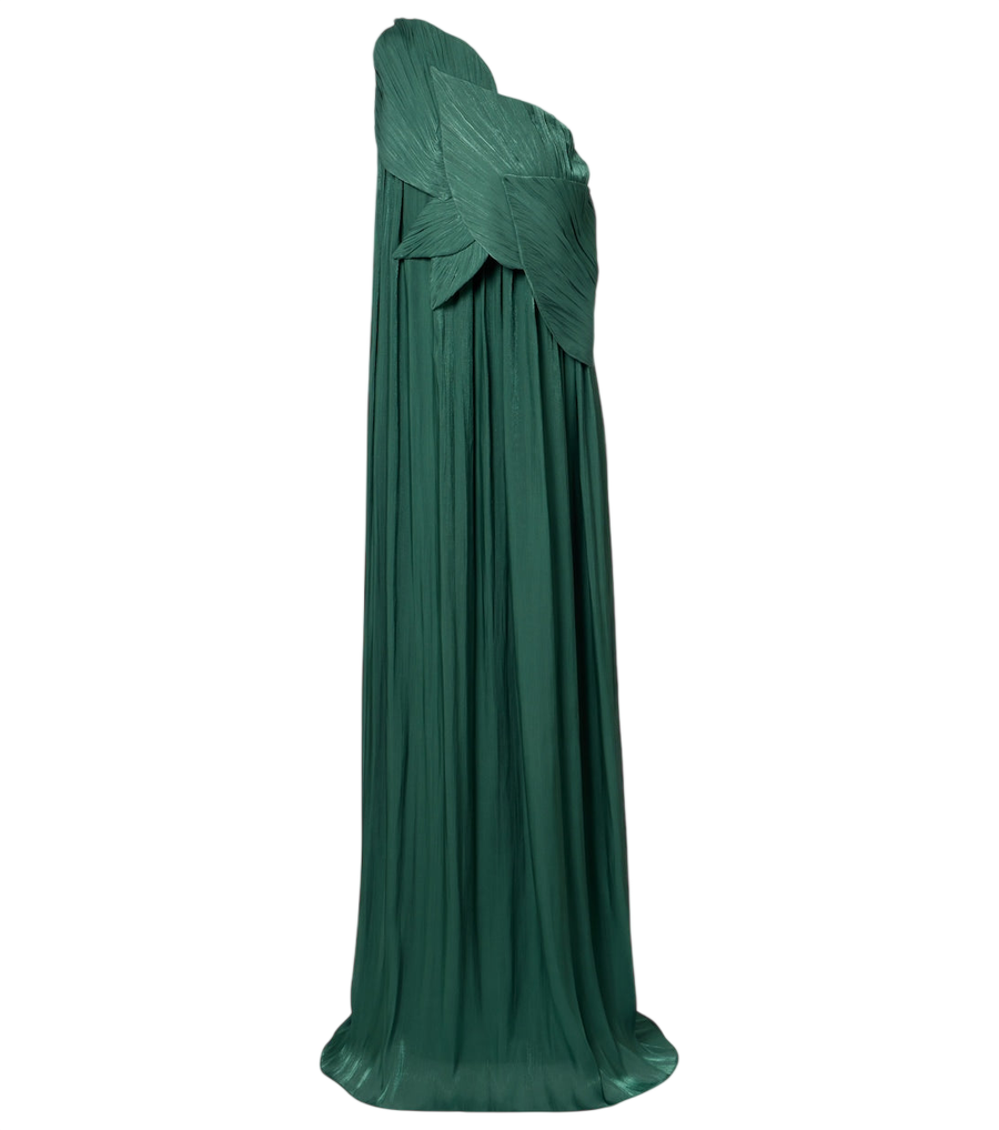 Costarellos Amabel one-shoulder pleated gown