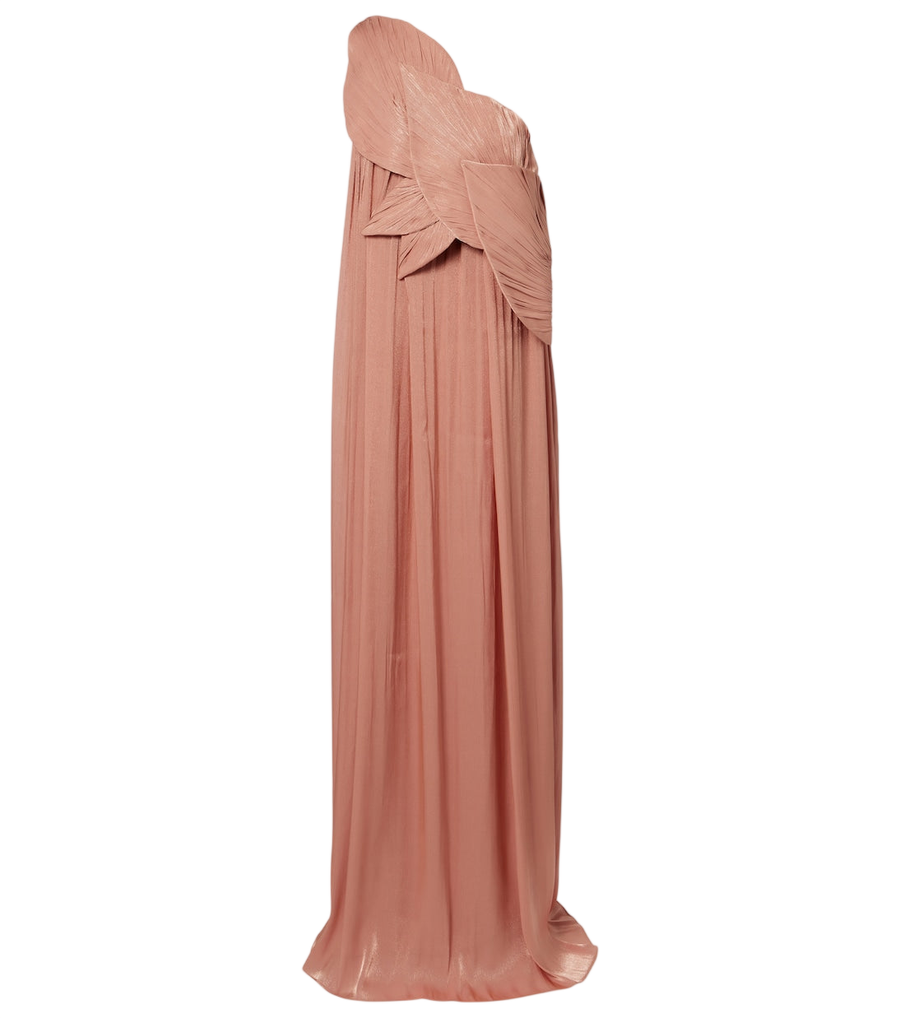 Costarellos Amabel one-shoulder pleated gown