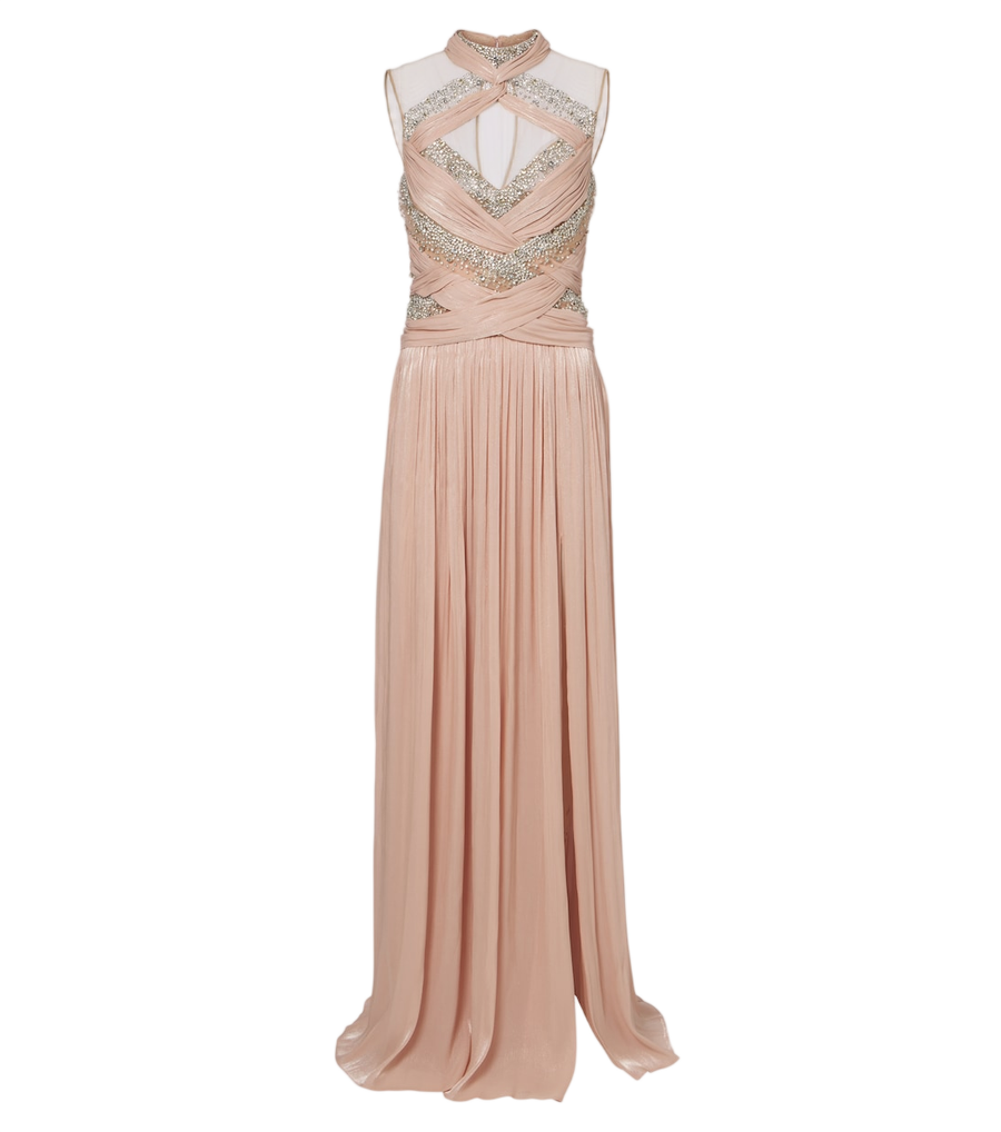 Robe bustier drapée en georgette ornée Costarellos Avalia