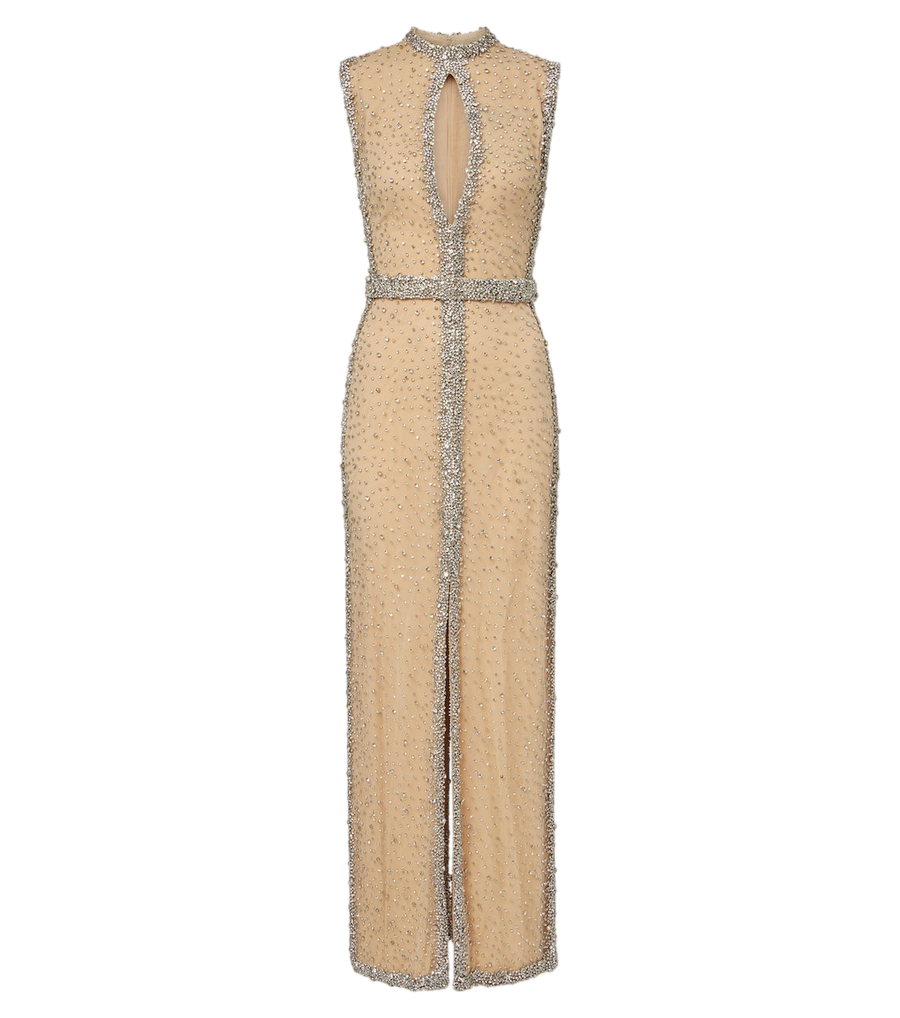 Costarellos Belina cutout crystal-embellished gown
