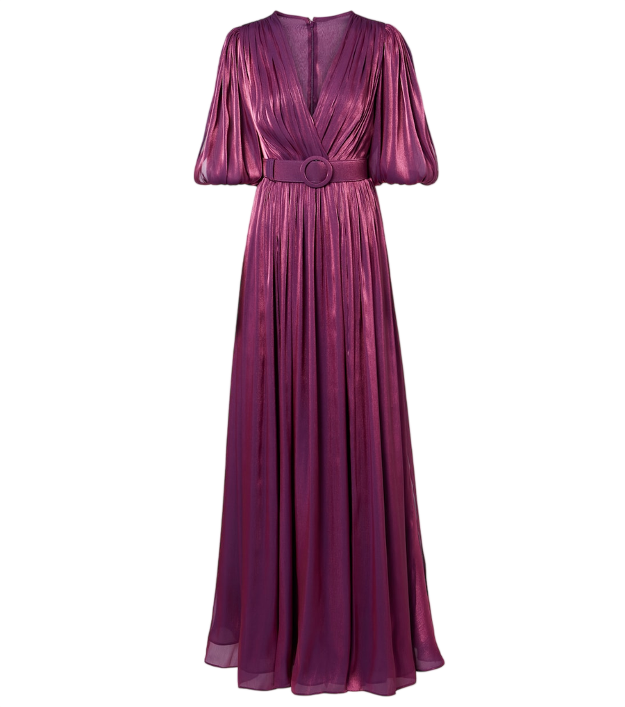 Robe longue en georgette ceinturée Costarellos Brennie