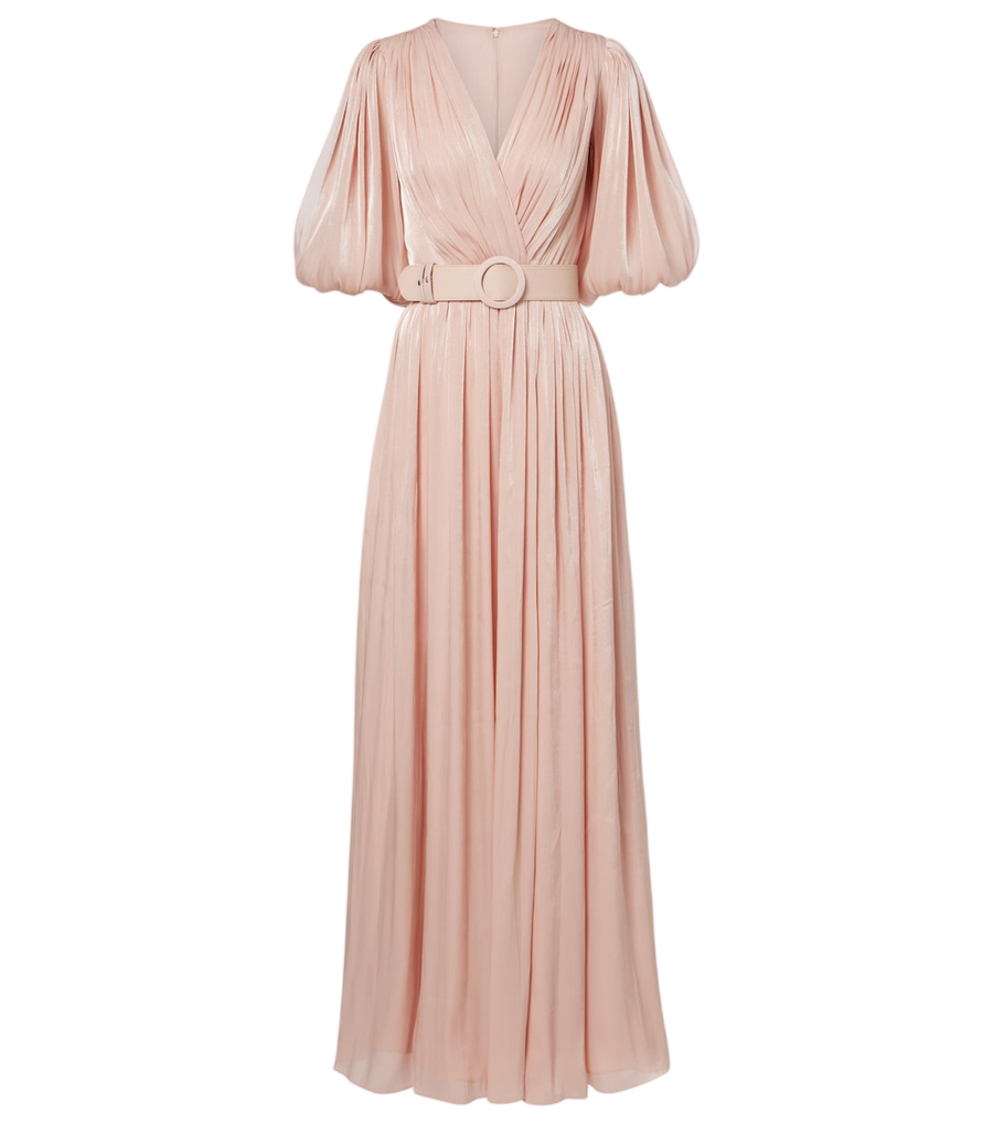 Costarellos Brennie iridescent georgette gown