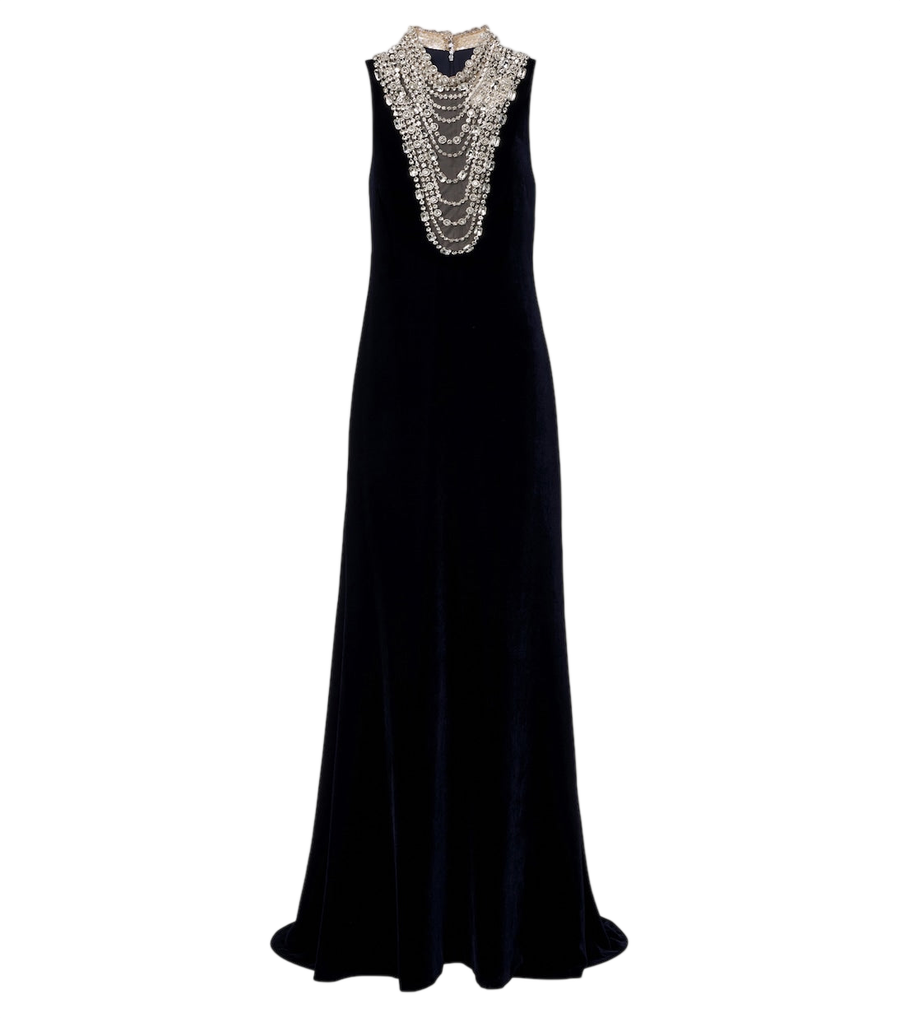 Robe en velours ornée de cristaux de Costarellos