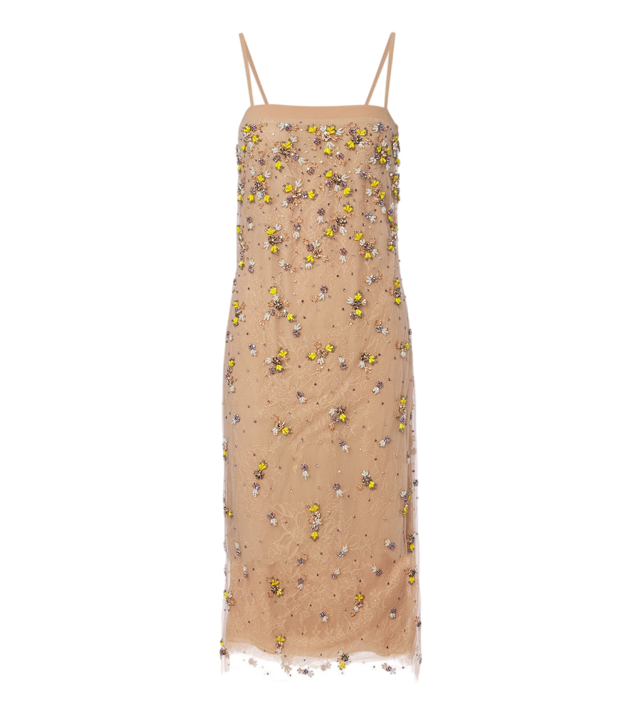 Costarellos Embellished lace-trimmed cocktail dress