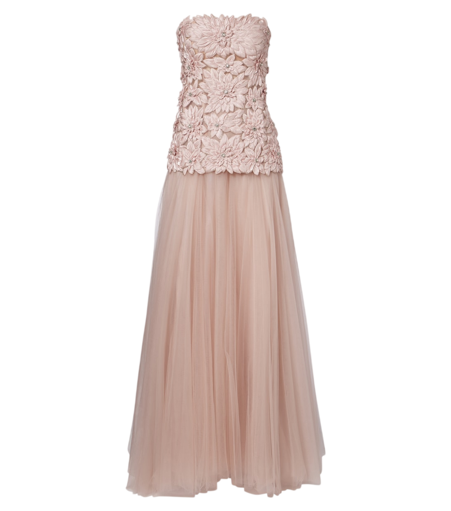 Costarellos Gisella embellished satin and tulle gown