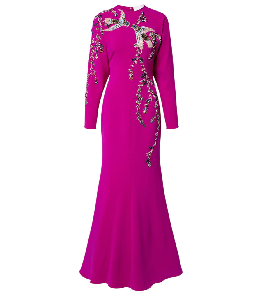 Costarellos Marla crystal-embellished crêpe gown