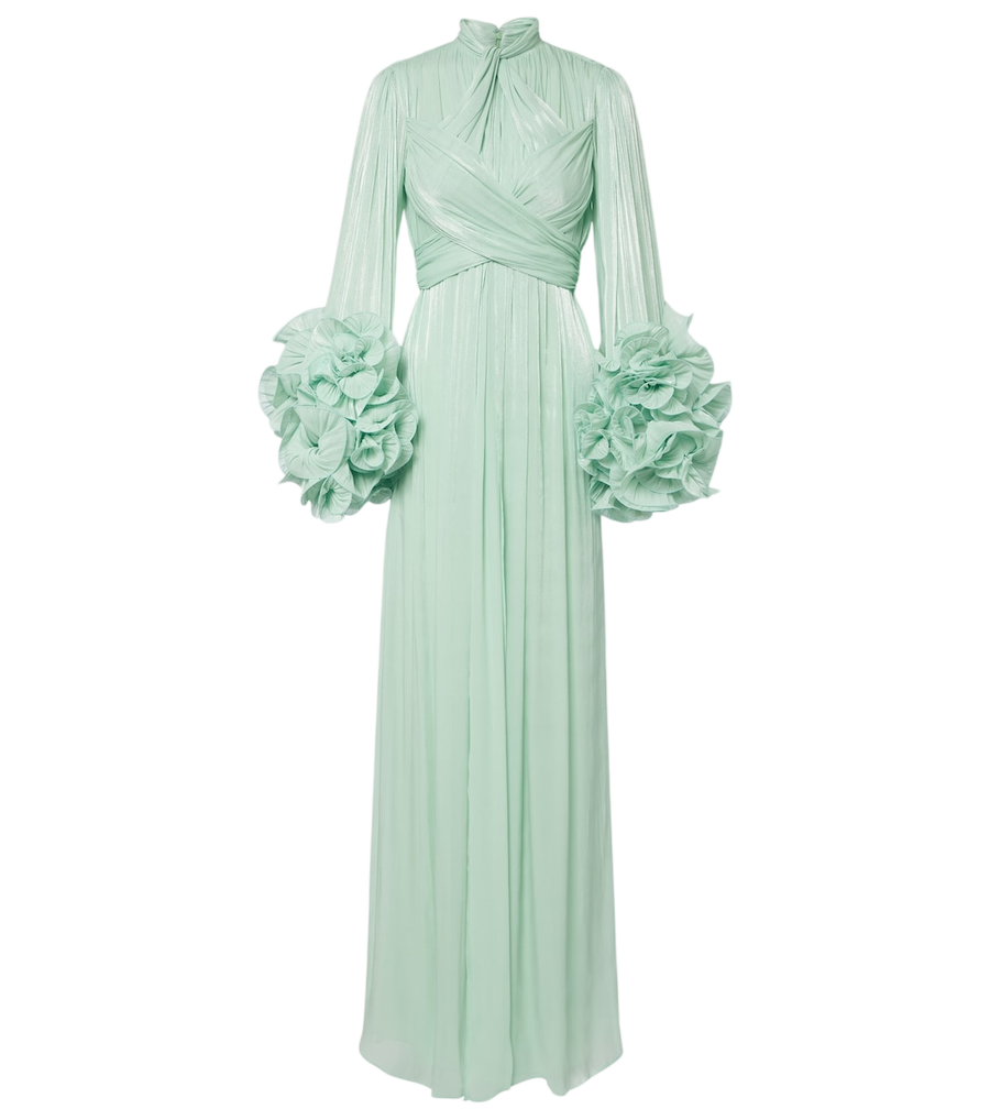Robe longue à volants en georgette Costarellos