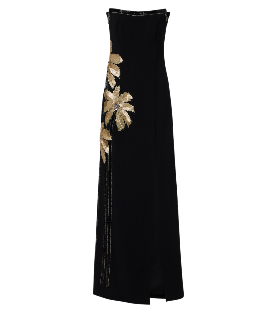 Robe longue en crêpe ornée Costarellos Terrin