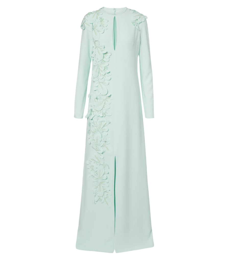 Robe longue en crêpe Costarellos Verana à applications florales ornées