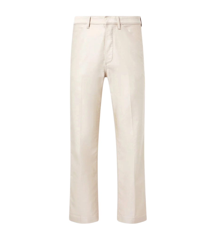 Cotton satin straight pants