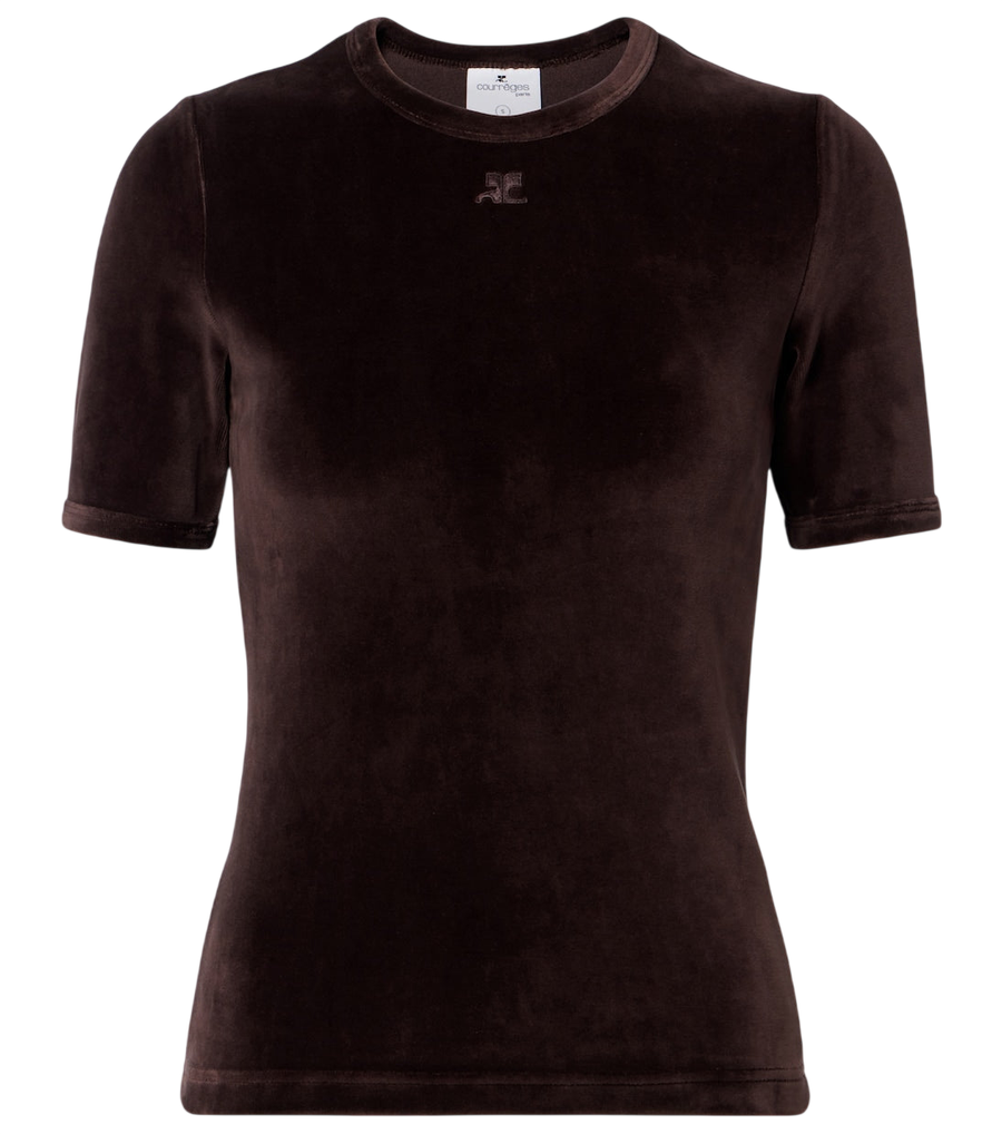 Courrèges Cotton-blend velvet T-shirt