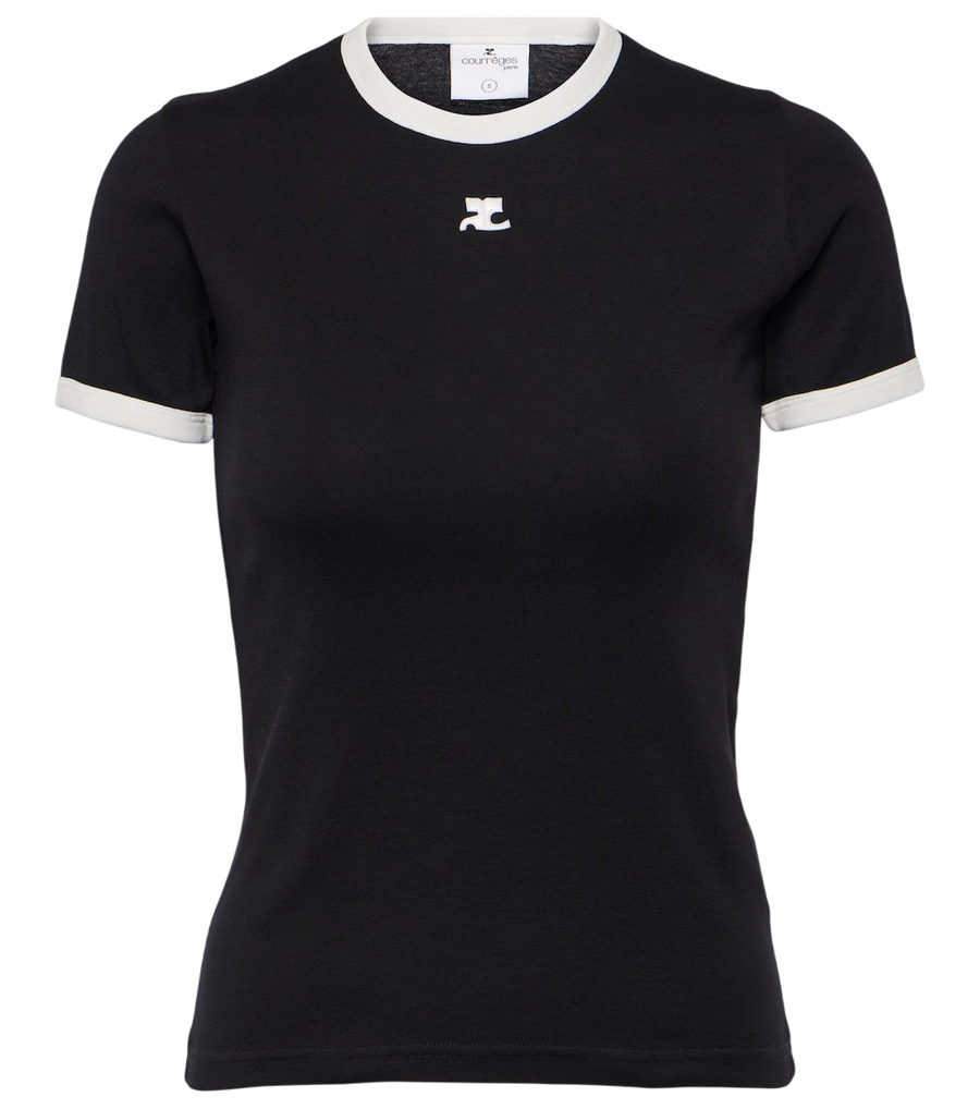 T-shirt en jersey de coton à logo Courrèges