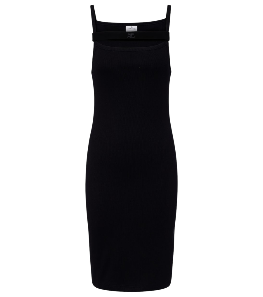 Courrèges Ribbed-knit cotton jersey midi dress