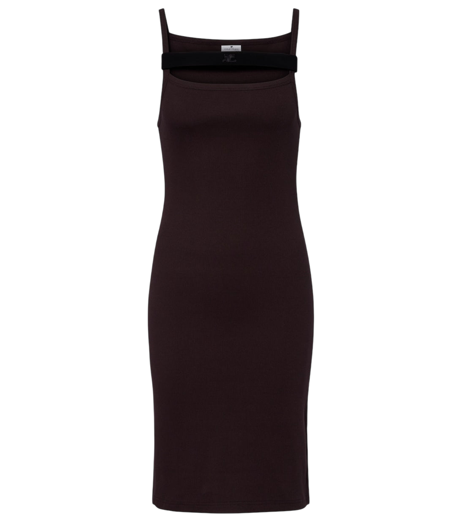 Courrèges Ribbed-knit cotton jersey midi dress