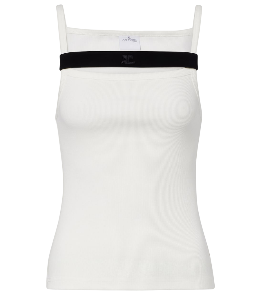 Courrèges Ribbed-knit cotton tank top