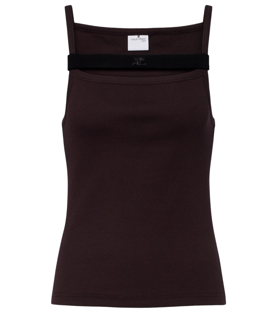 Camiseta de tirantes de punto de canalé de algodón de Courrèges