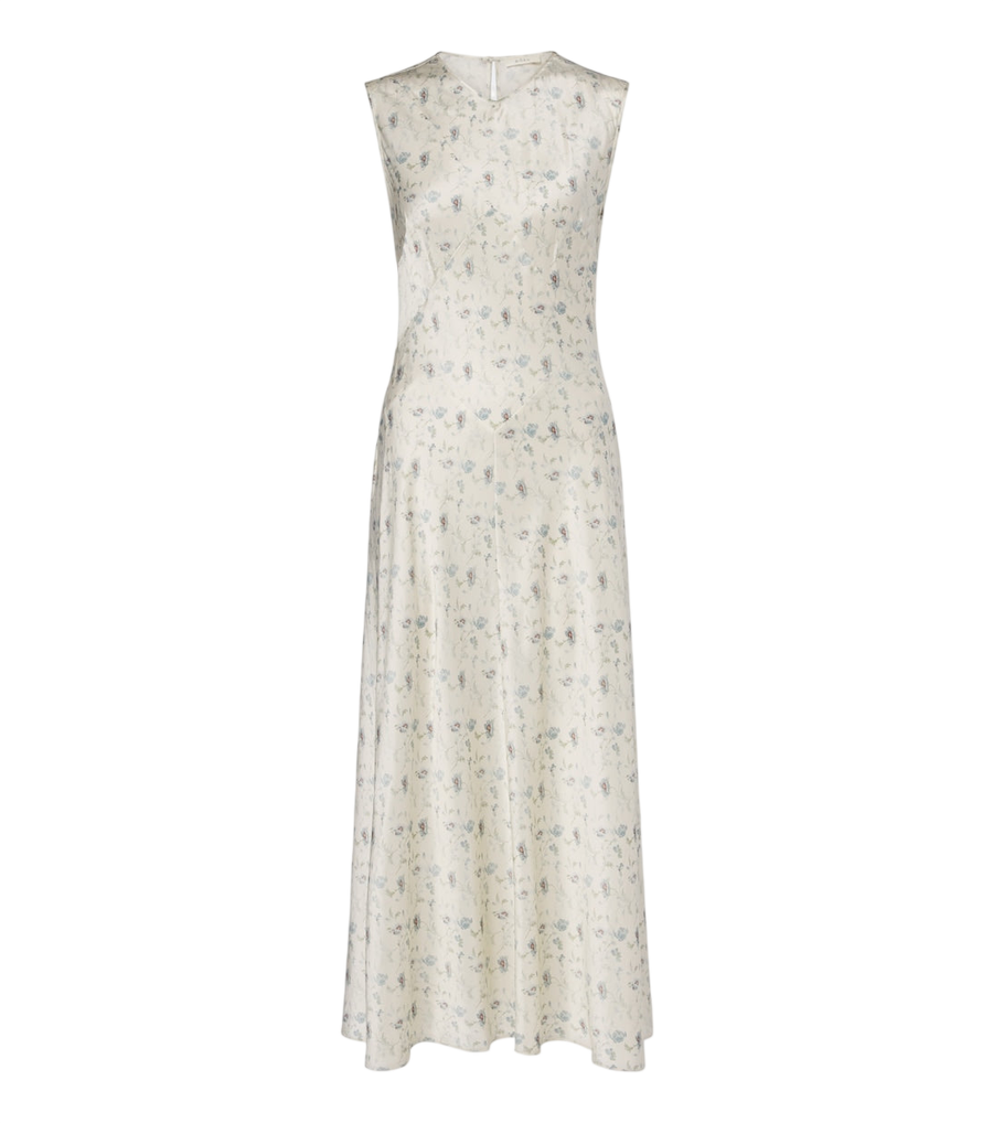 Robe midi Dôen Adelana en satin de soie à fleurs