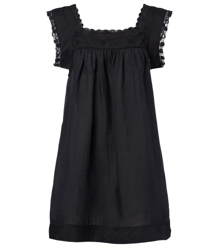 Minivestido de ramio con ribete de encaje Almadia de Dôen