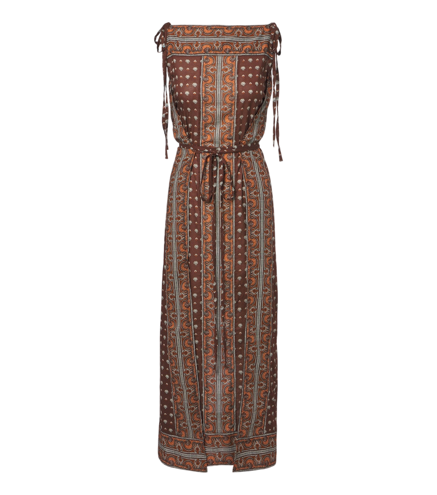 Robe midi en voile de coton imprimé Amarante Dôen