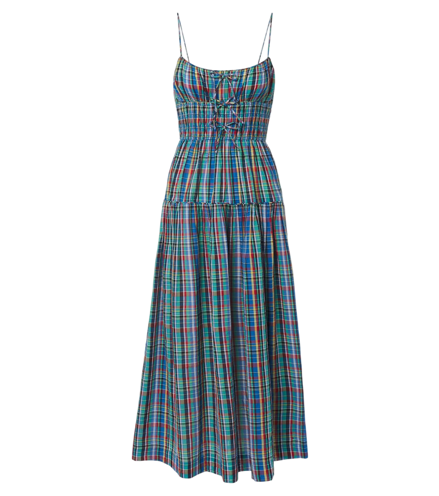 Vestido midi de algodón a cuadros Brielle de Dôen