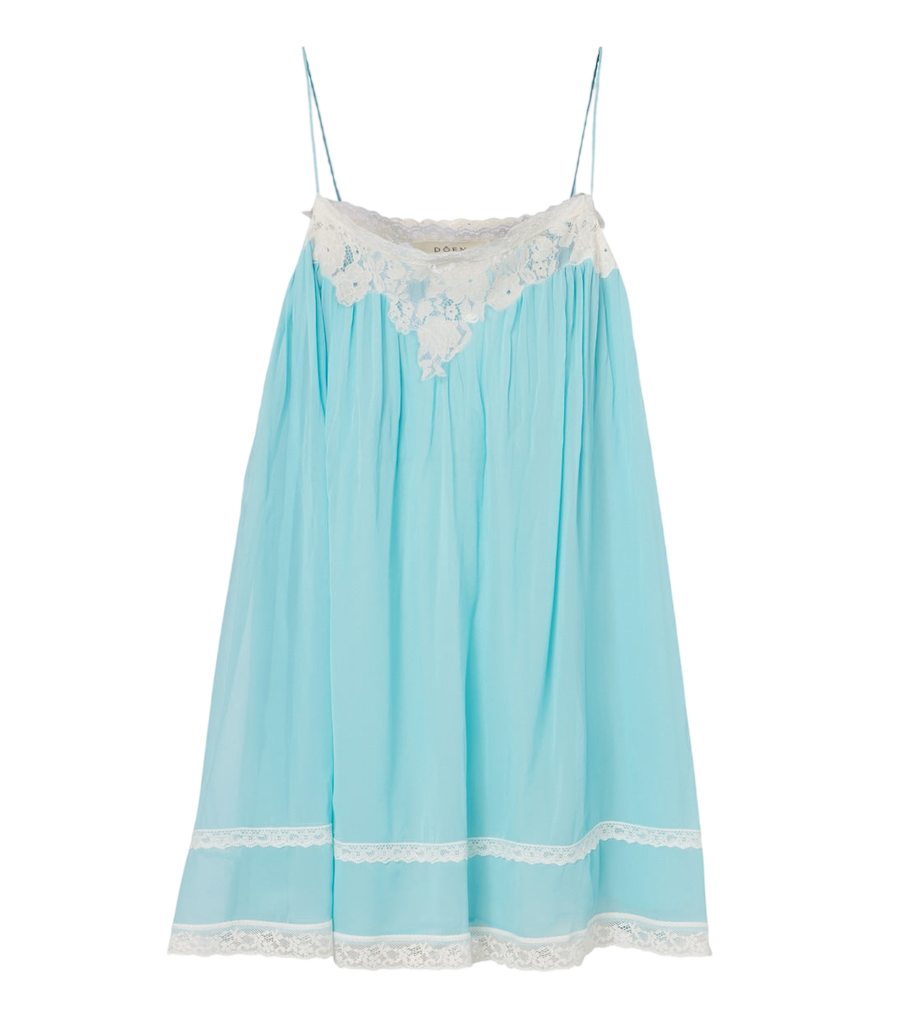 Minivestido de seda con ribete de encaje Dôen Clemente