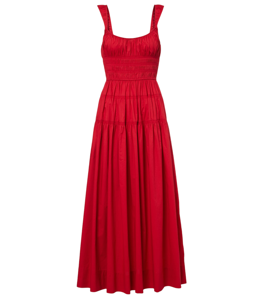 Robe longue Dôen Clover en popeline de coton froncée