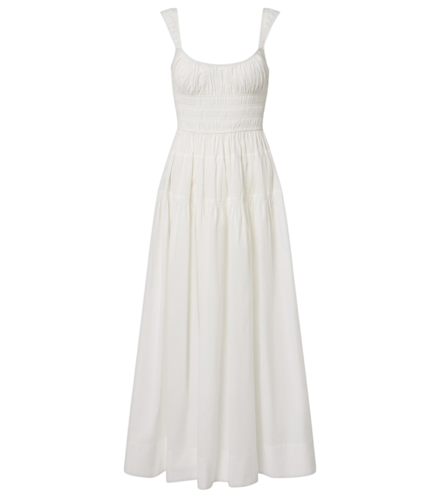 Dôen Clover shirred cotton poplin midi dress