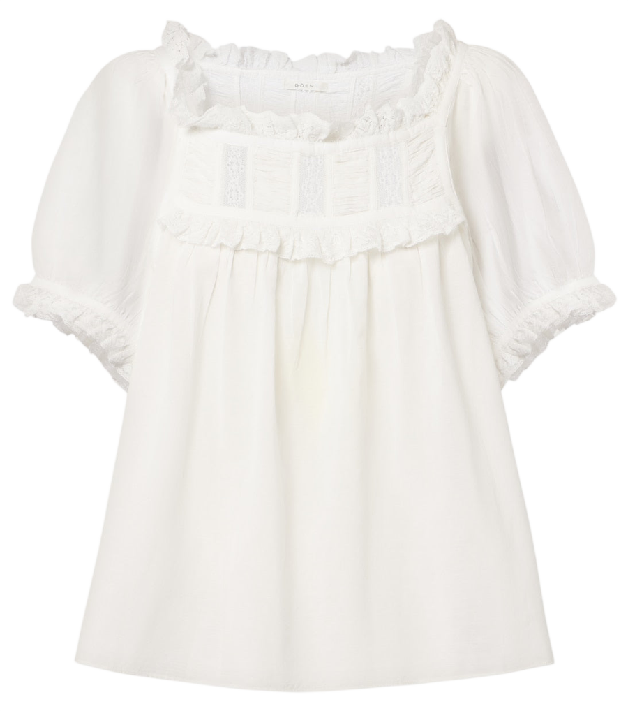 Dôen Frances lace-trimmed cotton-blend top