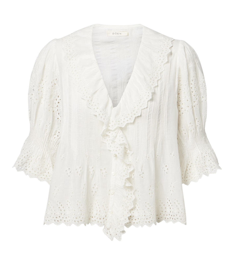 Chemisier à volants en broderie anglaise de coton Dôen Henri
