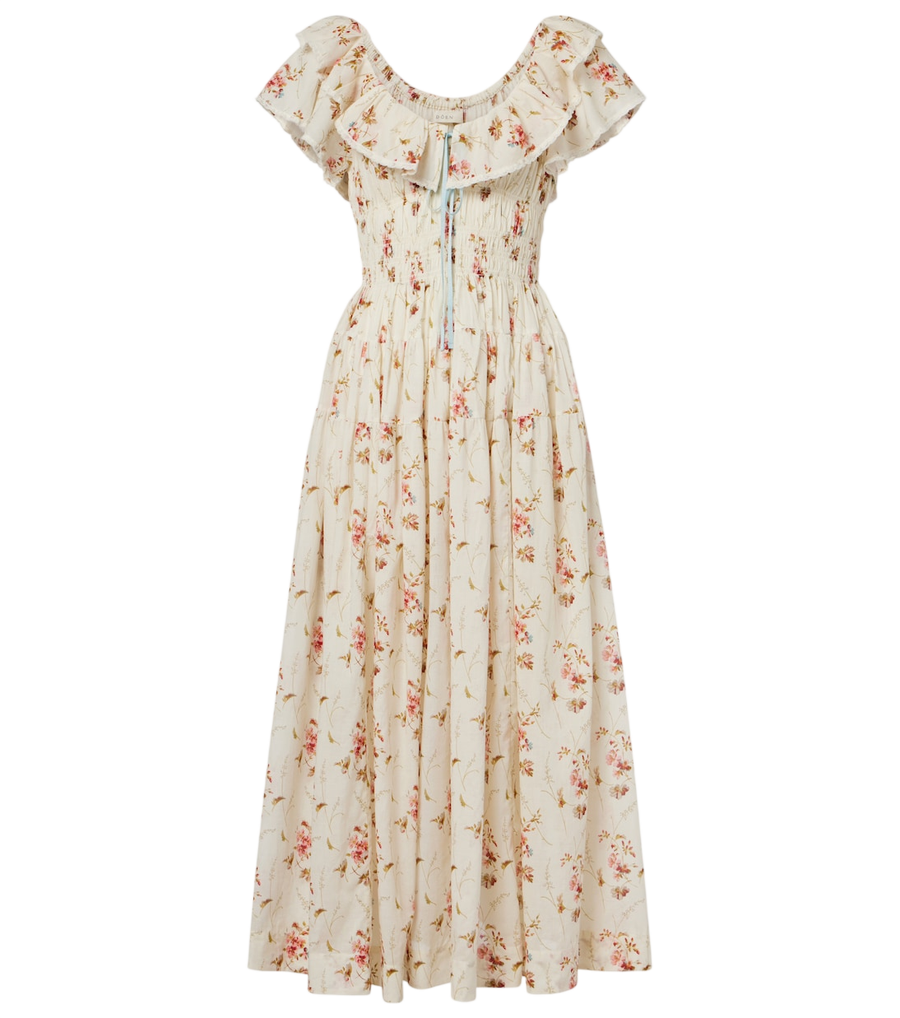 Vestido midi de algodón con estampado floral Illiana de Dôen