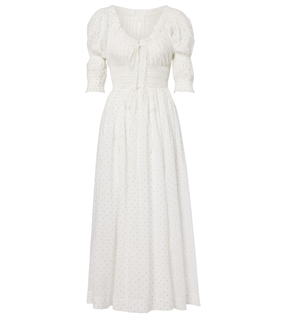 Robe midi froncée en coton à pois Dôen Ischia