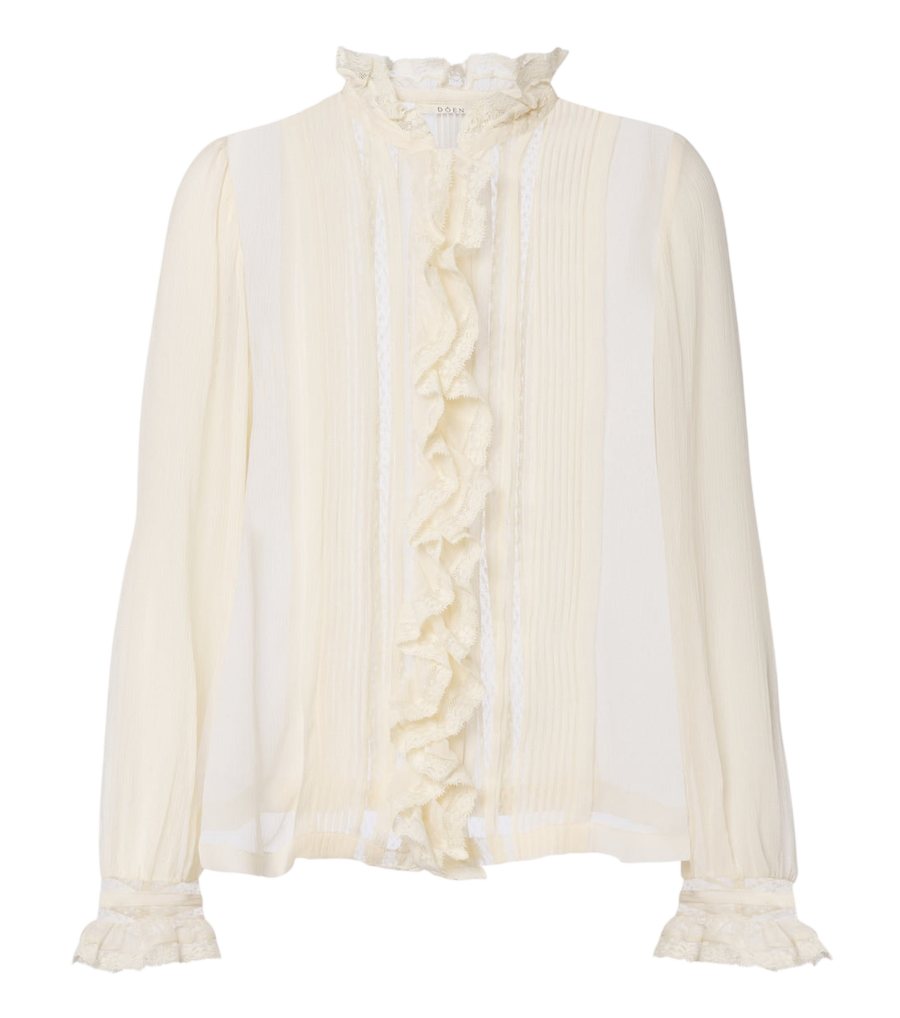 Dôen Magdeline ruffled silk chiffon blouse