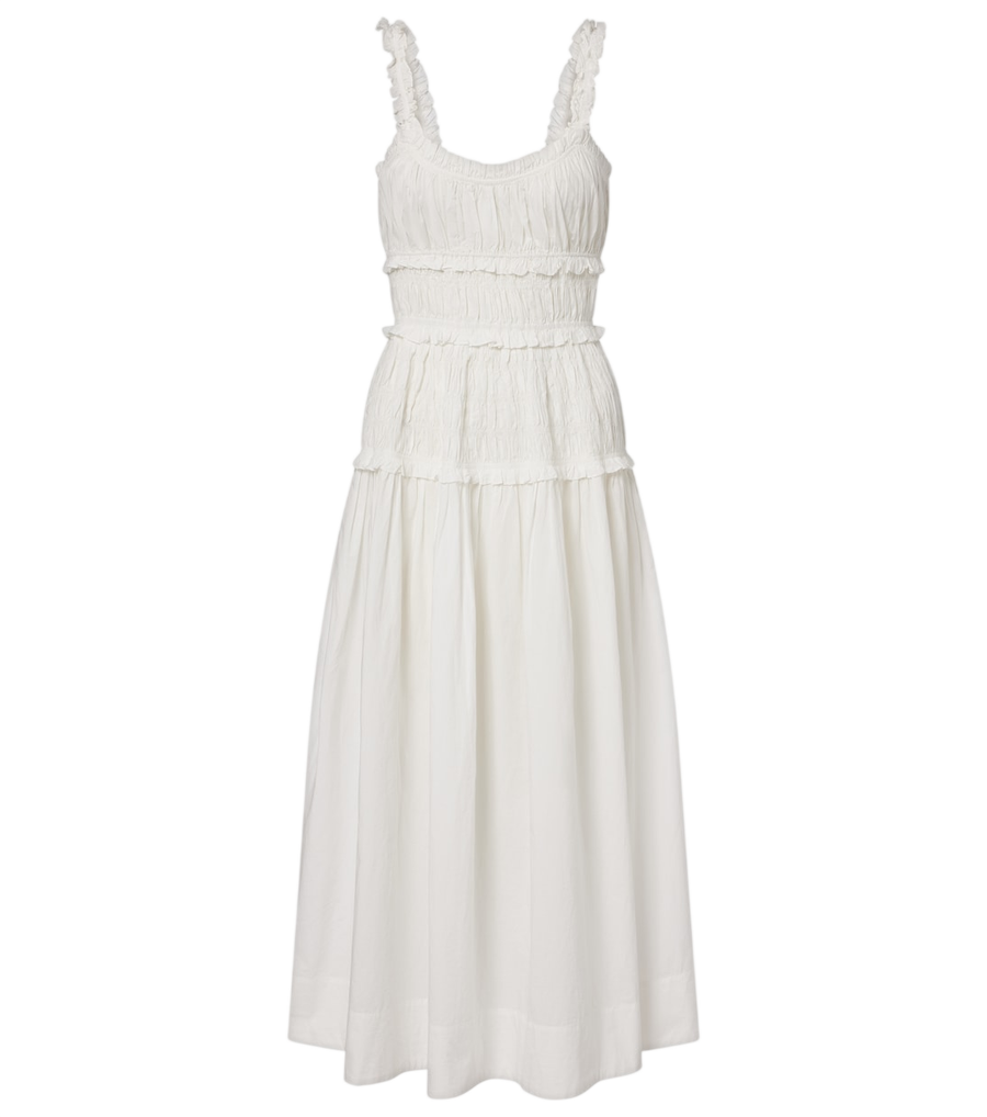 Dôen Marianne ruffled cotton poplin midi dress