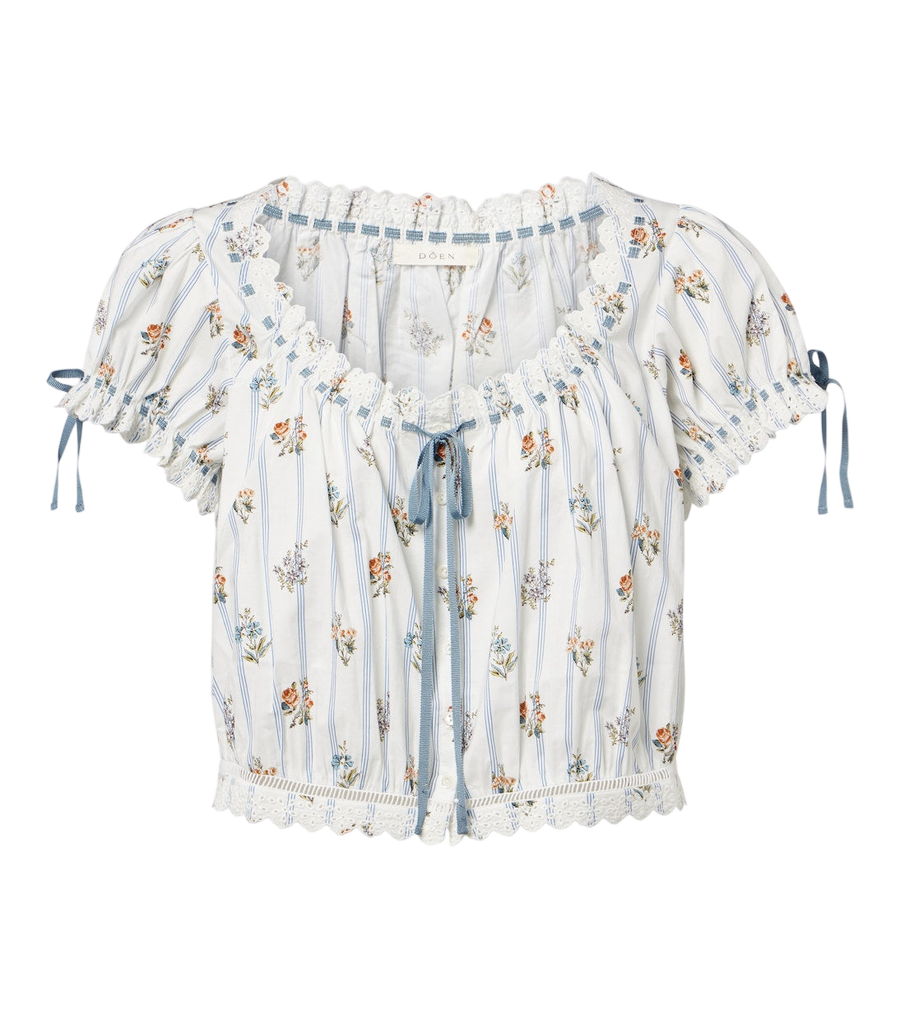 Top de algodón estampado con bordados Nera de Dôen