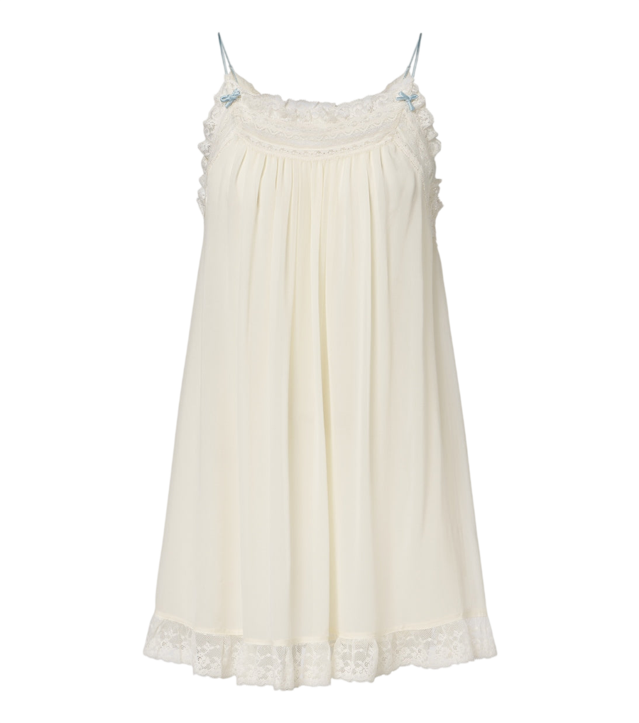 Minivestido de georgette de seda con ribete de encaje Penelope de Dôen