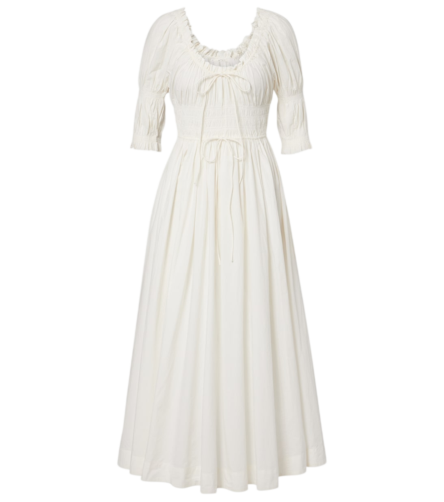 Robe midi en coton froncé Dôen