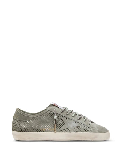Golden Goose Super-Star green perforated suede with tone-on-tone star detail sneakers