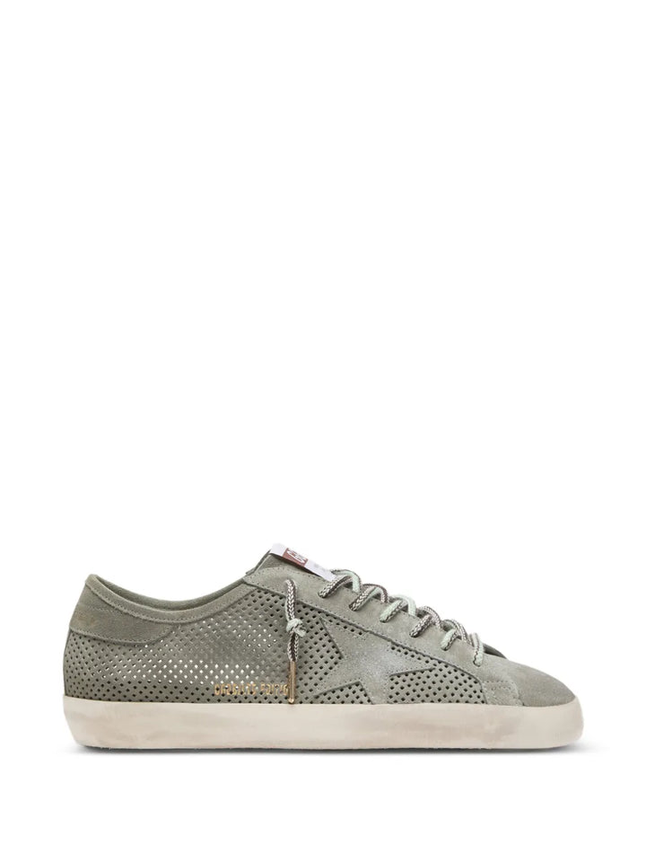 Golden Goose Super-Star green perforated suede with tone-on-tone star detail sneakers